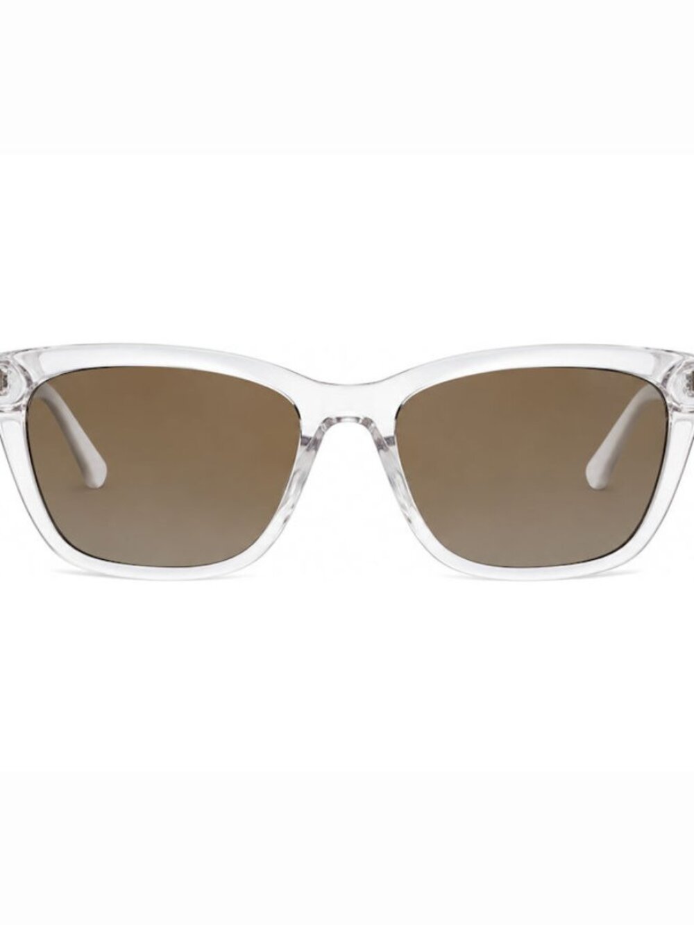BCBG BG1021-971 Crystal Clear Translucent Cat Eye Frame / Gray Lenses Sunglasses